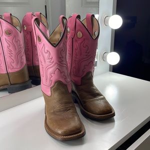 SHYANNE GIRLS' PINK TOP WESTERN BOOTS - SQUARE TOE
